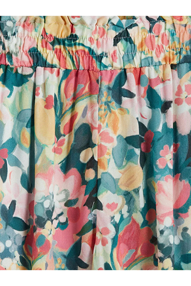 Mixed Elastic Waist Floral Women's Shorts