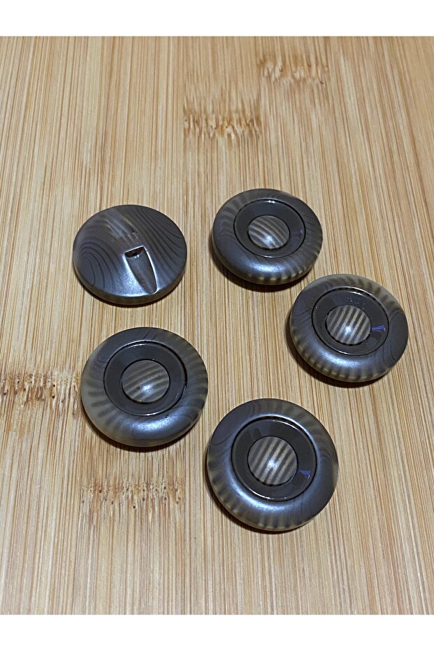 Veined Polyester Button 23 mm 5 Pieces Haki