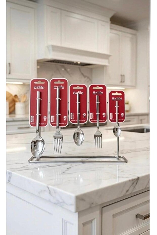 Özlife 30 Pieces Luxury Steel Metal Dinner Forks - Dessert Forks - Tea Spoons - 6 Pieces Each