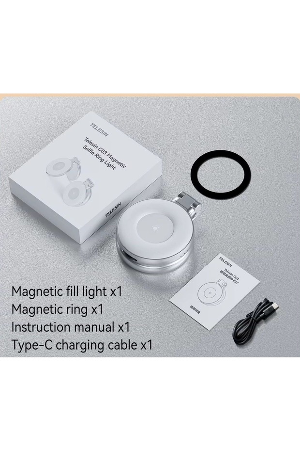 TELESIN C03 Magnetic Selfie Ring Light Rechargeable LED Fill Light for Smartphones