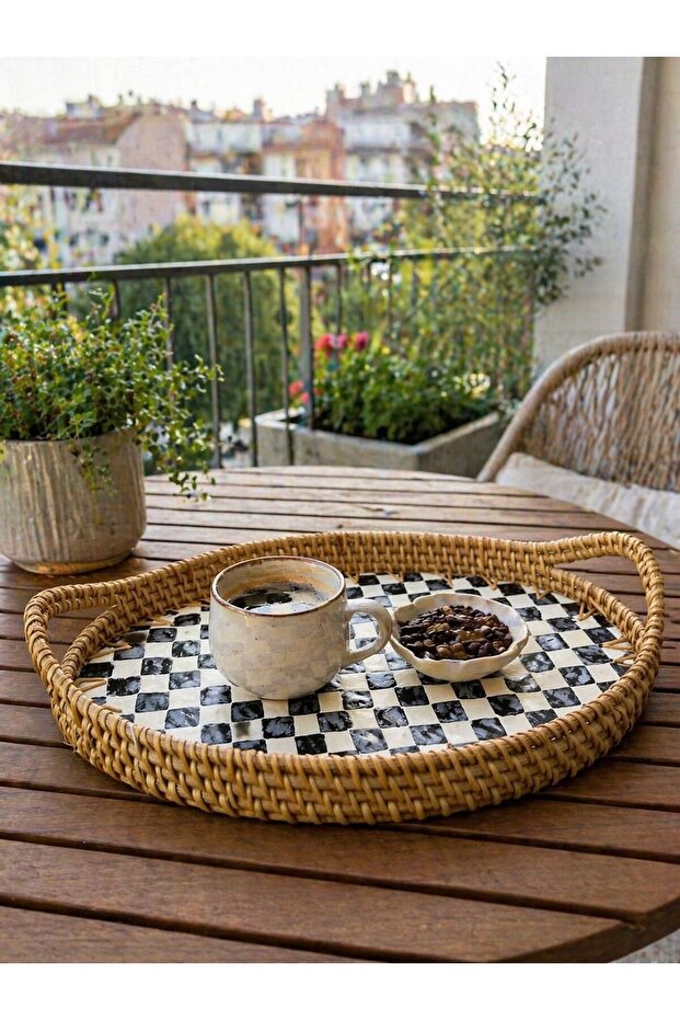 Checkered Oval Tray - 2