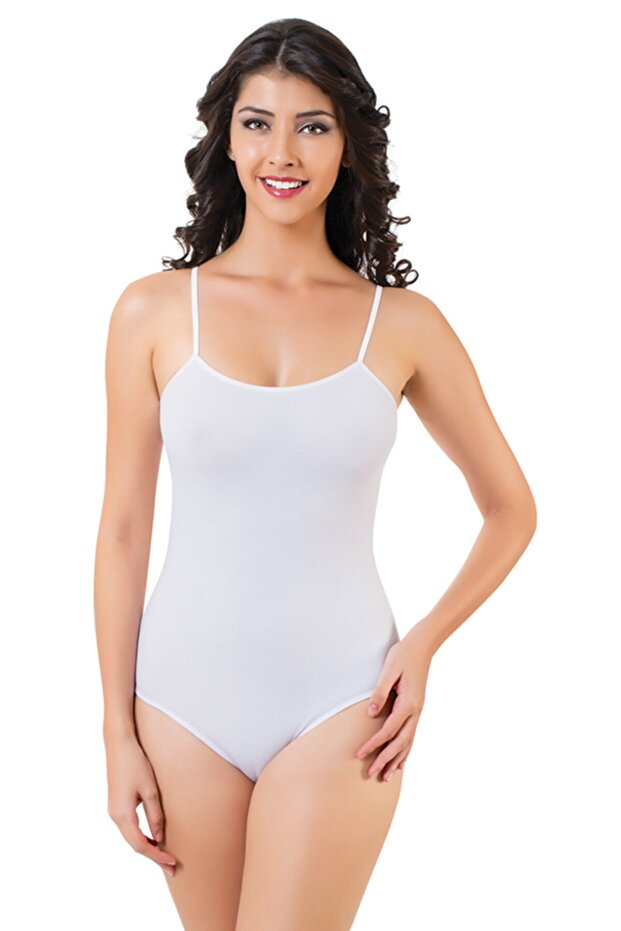 Seher 6 Pack 100% Cotton White Rope Strap Hooked Bodysuit