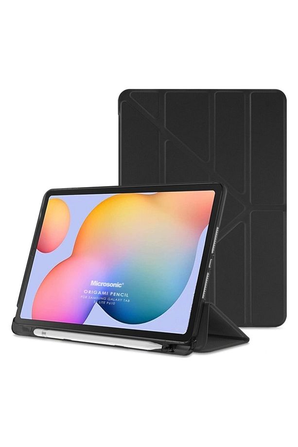 Galaxy  Uyumlu Tab S6 Lite Sm P610 10.4" Kılıf Kalem Bölmeli Tri Folding Smart Standlı Pu Deri - 1