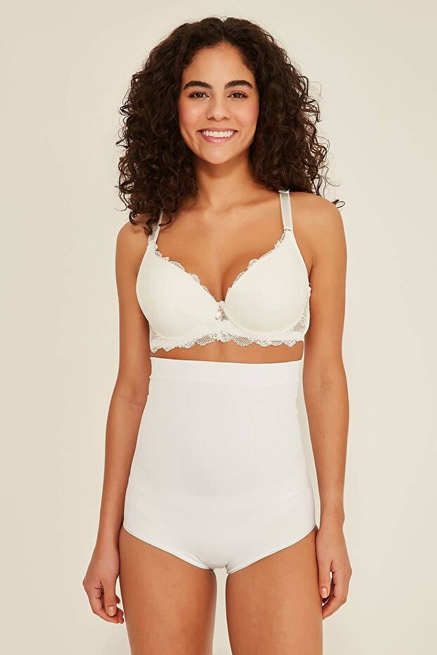 Women's White Maternity Gathering Slip Panties Corset