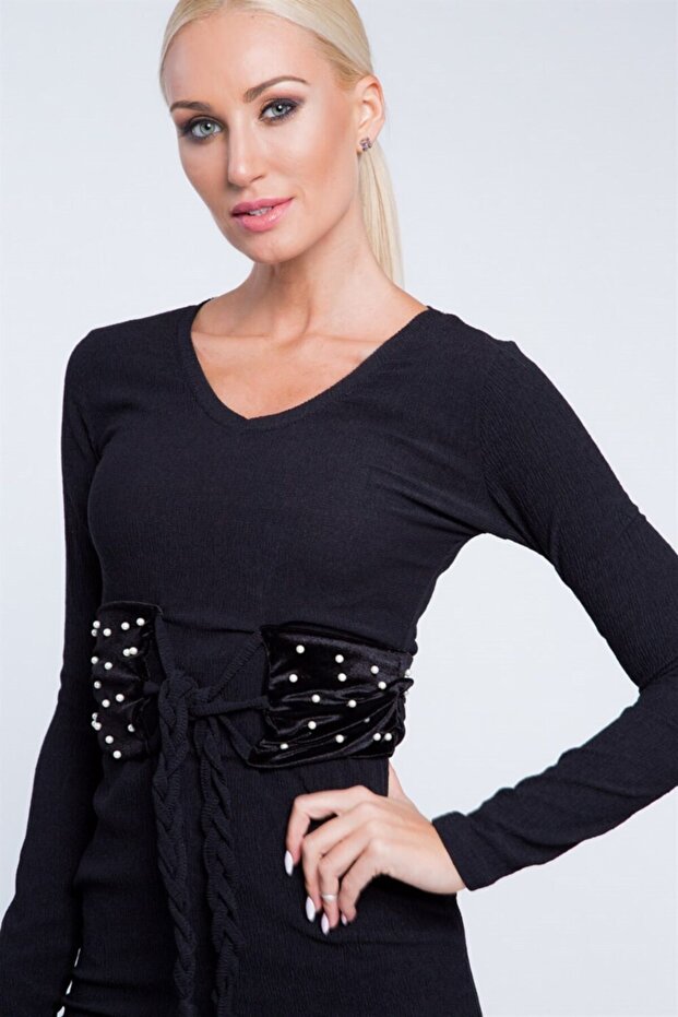 Fiyonklu Midi Elbise - 4