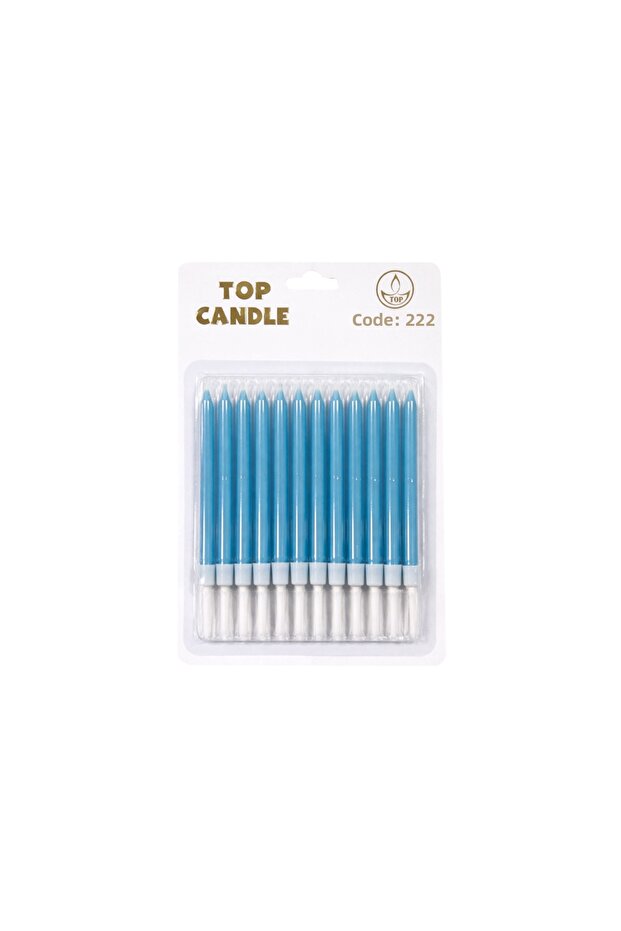 Pastel Candle Set 8cm 12Pcs Blue