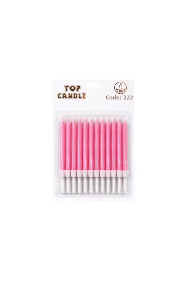 Pastel Candle Set 8cm 12Pcs Pink