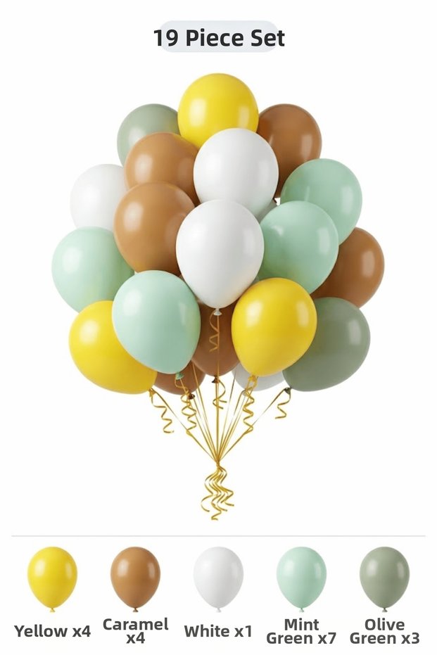 Mermaid Themed Balloon Set Yellow Caramel 19 Pieces Girls Birthday Party Decoration