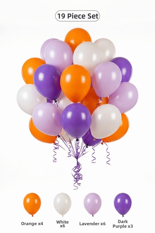 Cute Elephant Themed Balloon Set White Orange 19 Pieces Children's Birthday Party Decoration