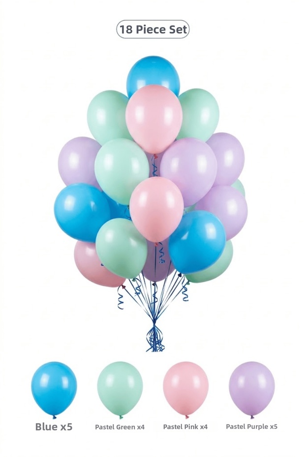 Flower Themed Balloon Set Macaron Lilac Green 18 Pieces Girls Birthday Party Decoration