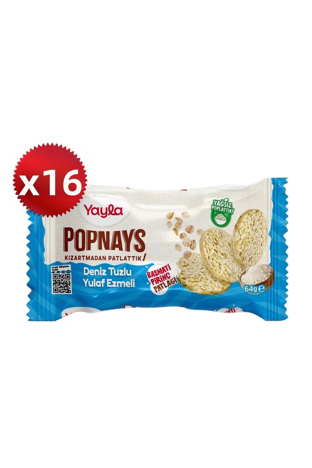 Popnays Sea Salt Oatmeal Basmati Rice Pops 64 g X16