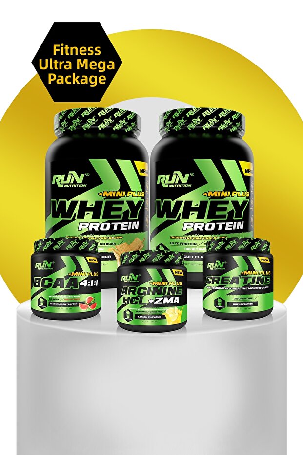 ميني ميجا للياقة البدنية - 2x بسكويت Whey Mini Plus، بطيخ Bcaa، كرياتين، ليمون أرجينين
