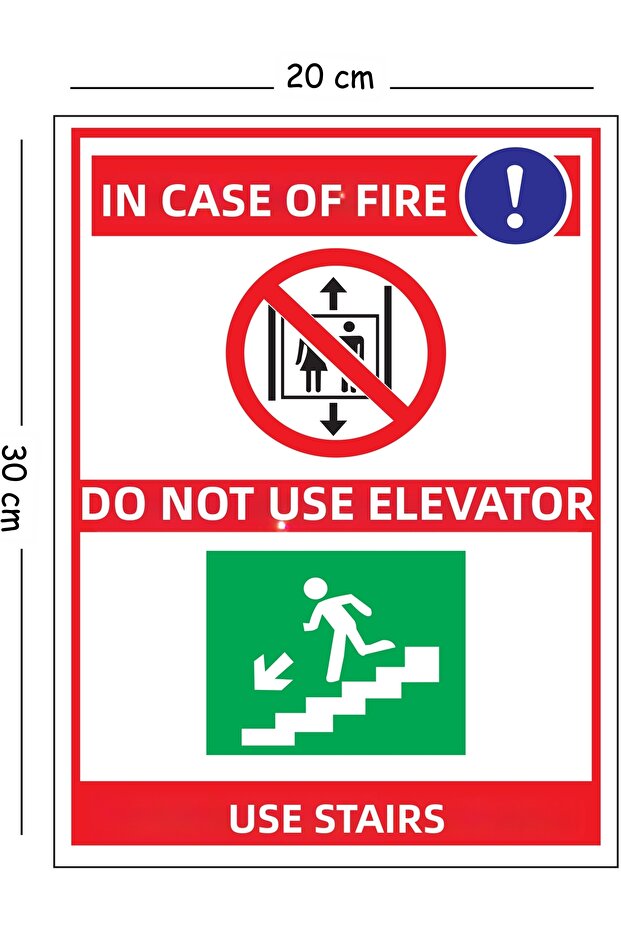 Metal Fire Use Fire Escape Elevator at Your Own Risk Use Stairs 20X30 cm A4 Warning Workplace Safety Sign