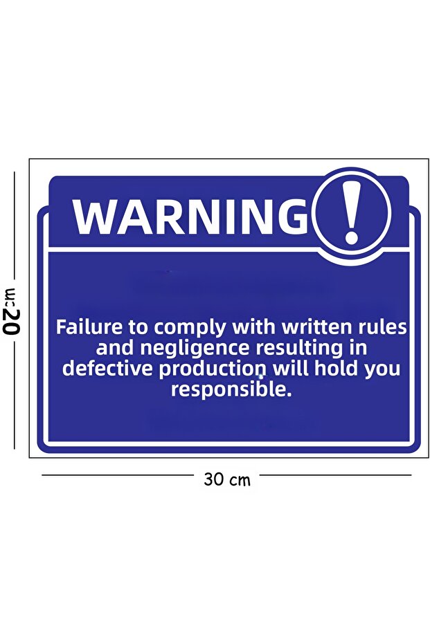 20X30 cm A4 Regarding the Defective Production Resulting from Non-Compliance with Metal-Written Rules and Carelessness.