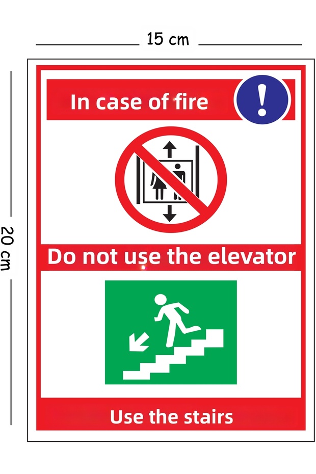 Metal Fire Use Fire Escape Elevator at Your Own Risk Use Stairs 15X20 cm Warning Work Safety Sign