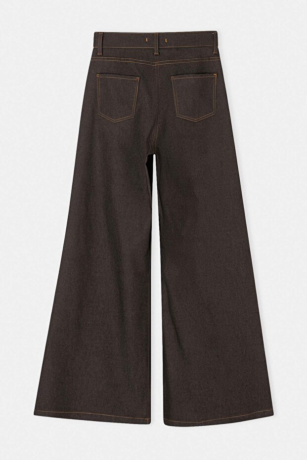 Kahverengi Likralı İnce İspanyol Paça Denim Pantolon TDRSS26PL00031 - 2