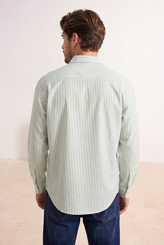 Yeşil Oversize Erkek Gömlek TMNSS25GO00024 - 4