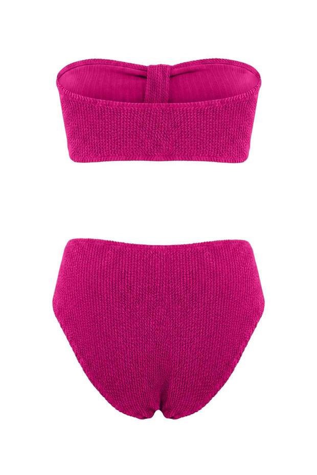Fuşya Premium Straplez Dokulu Normal Bel Regular Bikini Takımı TBESS26BT00096 - 5