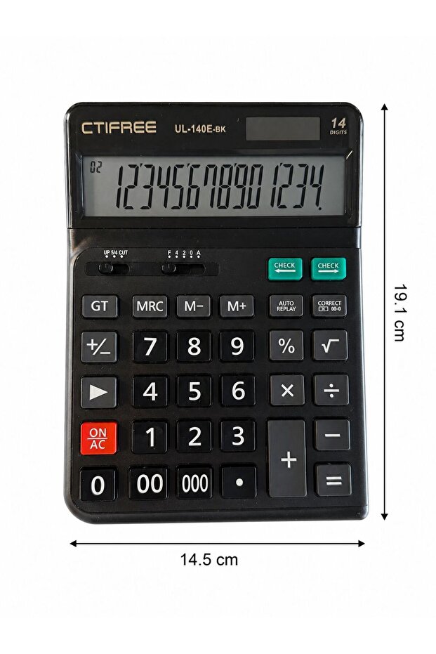 CTIFREE Dk Dijital Büyük Boy Masaüstü Hesap Makinesi 14 Hane (UL-140E-BK)