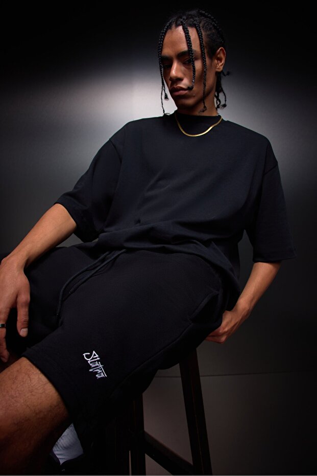 Ανδρικό μπλουζάκι Oversize Basic Μαύρο - 5