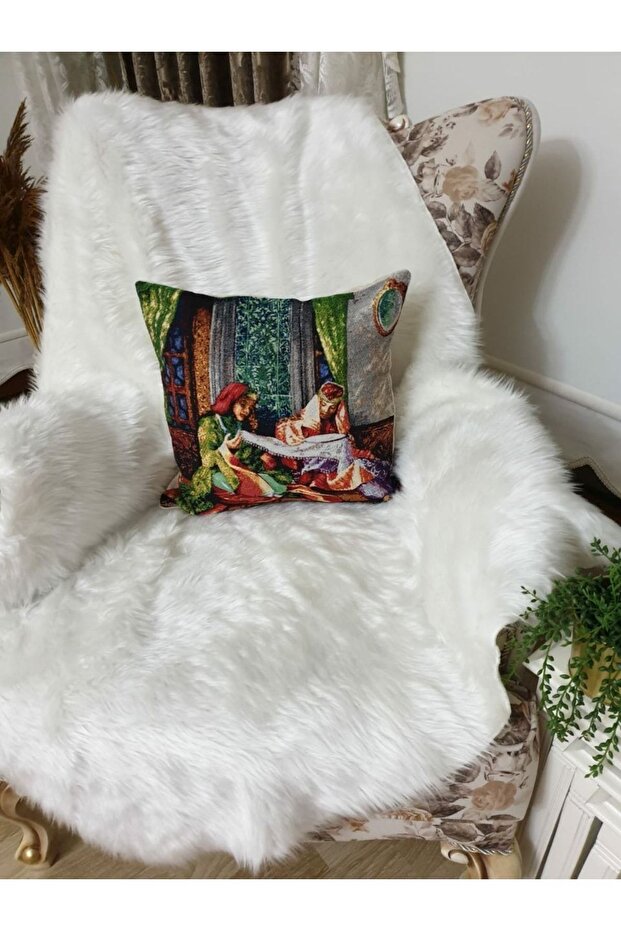 Tapestry Canvas Pattern Throw Pillow Case - 4