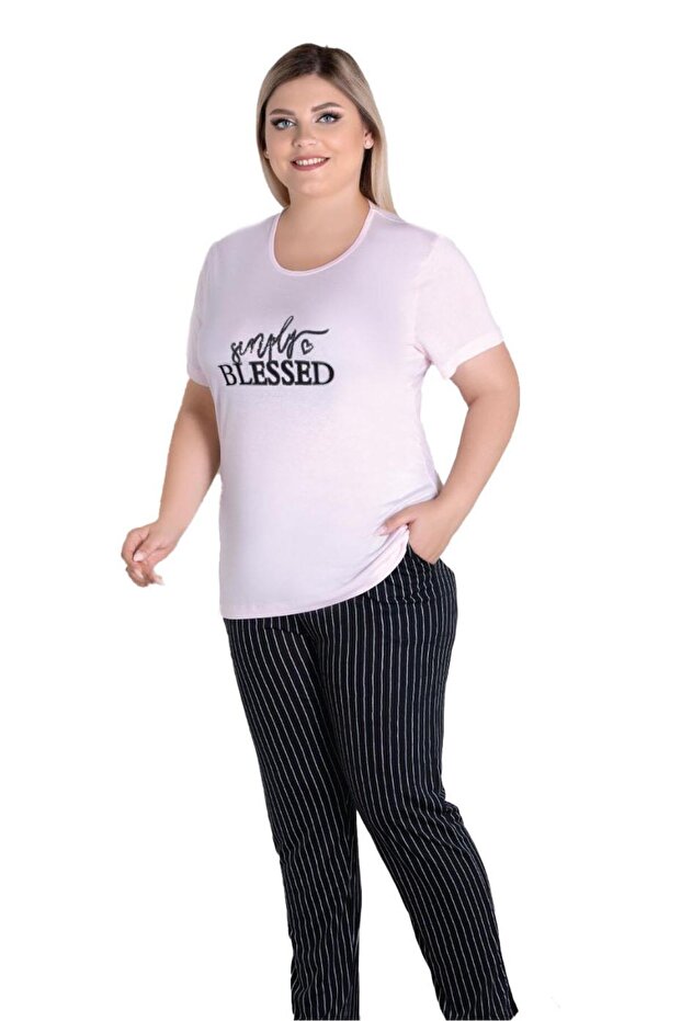 Plus Size Oversized Short Sleeve Pajama Set B78-92
