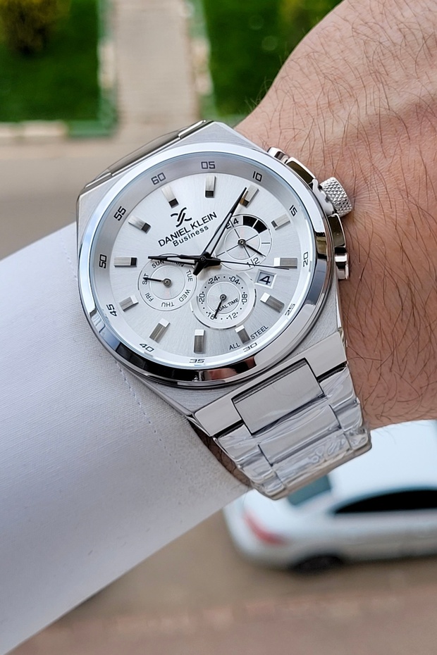Business Silver Color 45 mm Full Steel 5 Atm Men's Wristwatch