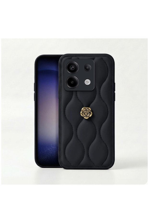 Xiaomi Redmi Note 13 Pro 5g Compatible Case Zebana Camellia Leather Case Black