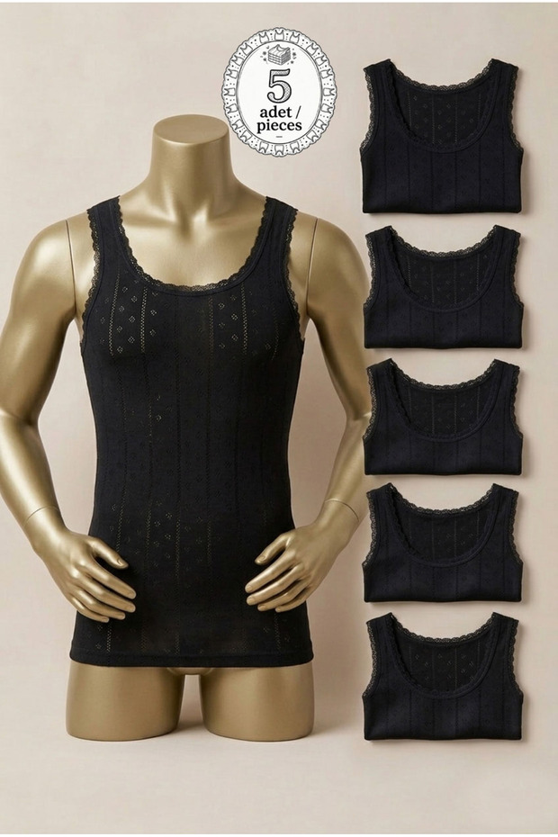 5-Pack Jacquard Cotton Women's Undershirts - 90% Turkish Cotton - 6172