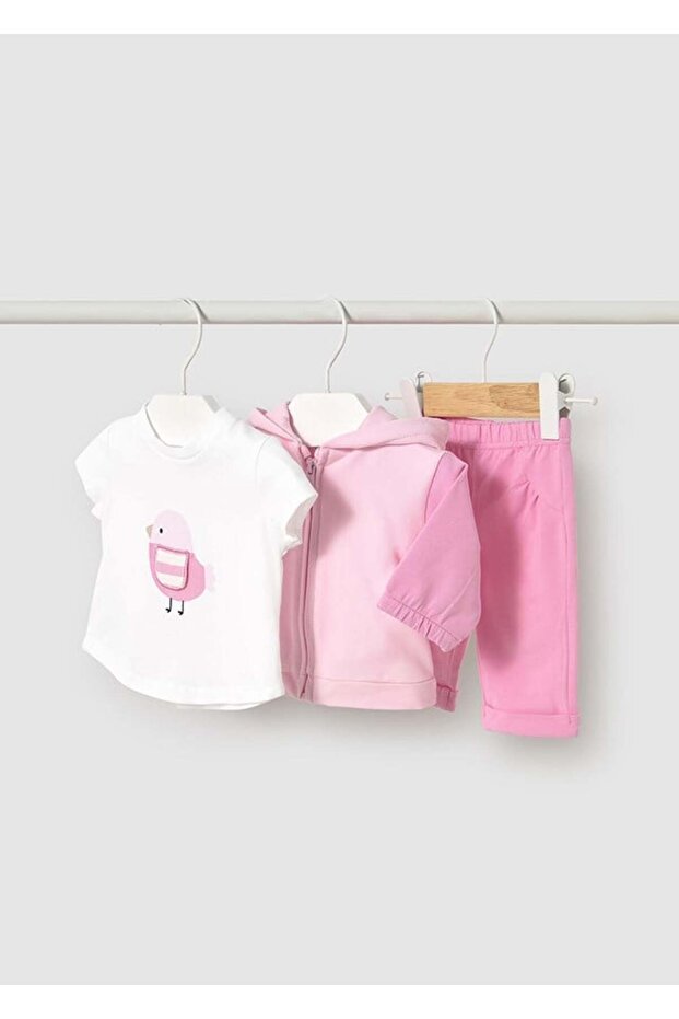 Newborn Girl Hooded 3-Piece Tracksuit Set