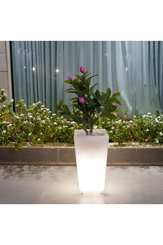 مركن زرع شكل طولي مع إضاءة LED مقاس كبير
