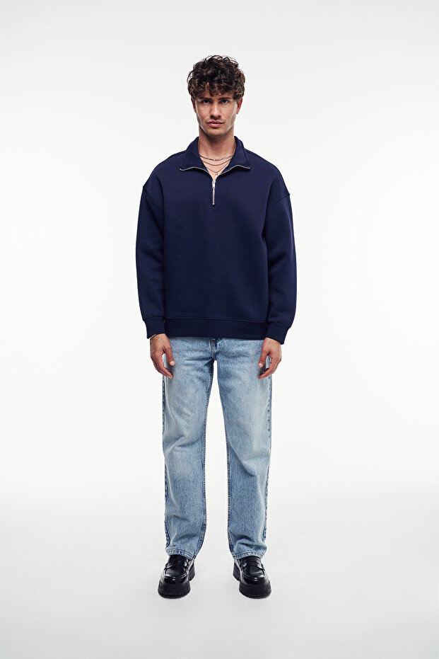 Loose Fit Half Zip Sweatshirt