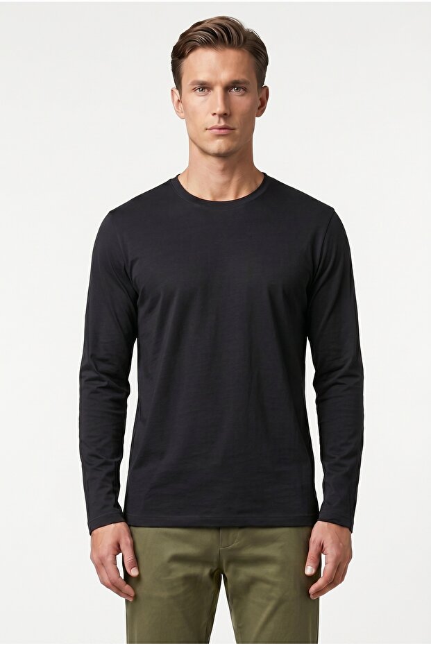 Men's Bamboo Round Neck Long Sleeve T-Shirt
