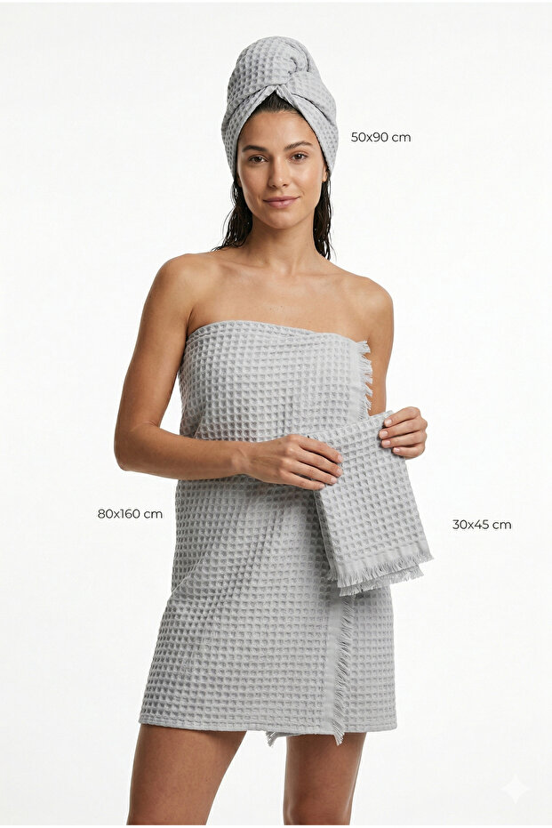 Angelina 3-Piece Towel Set Gray