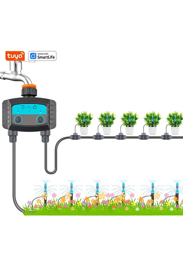 BLE-2Way water timer 1PCS Tuya Smart Sprinkler Timer ,Dual Bluetooth Garden Hose Watering System, Ou