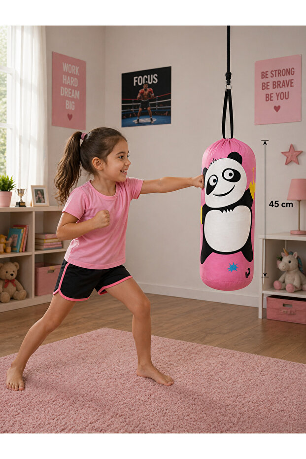 Boxing Bag Filled with Pink Gloves and Gift