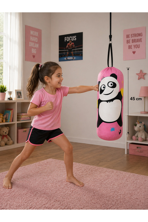Pembe Boks Torbası Eldiven Hediyeli