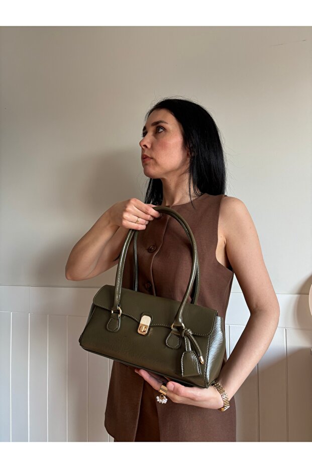 Women's Khaki Rosa Model Covered Shoulder Bag