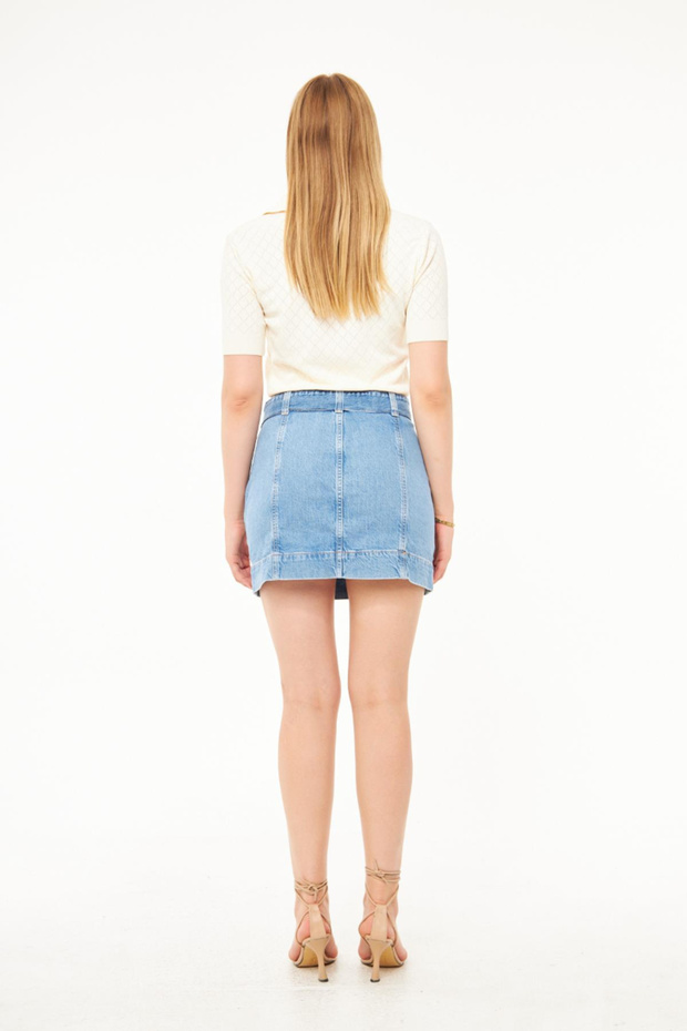 Cepli Kadın Mini Jean Etek - 6