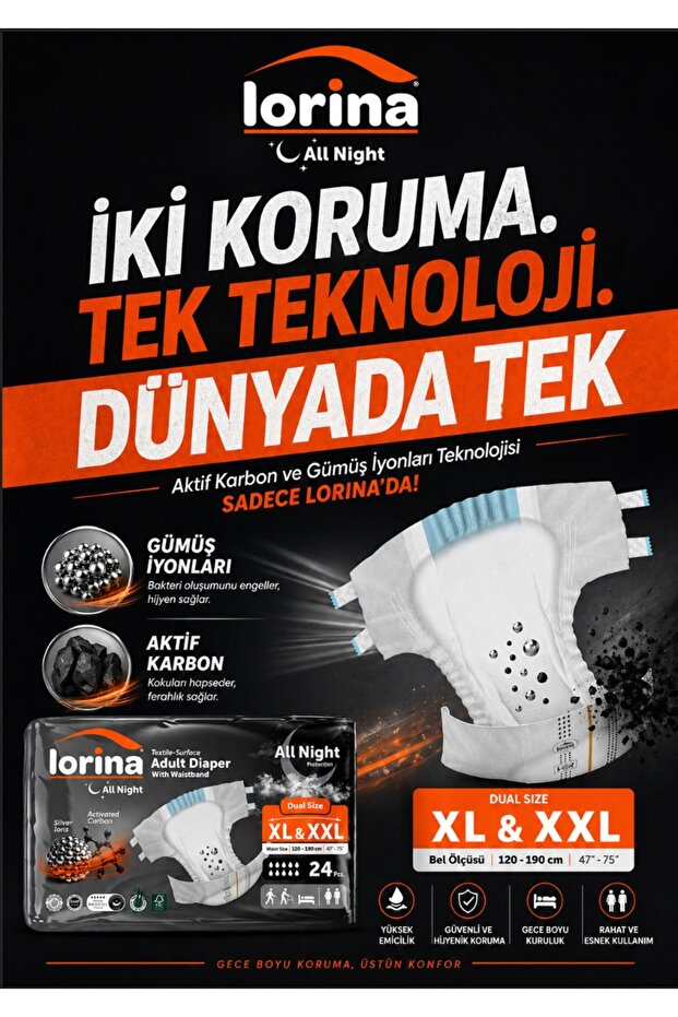 Aktif Karbon&Gümüş iyon destekli Bel Bantlı Hasta Bezi XL-XXL 24’lü - 200 ML Bariyer Kremi Hediyeli - 2