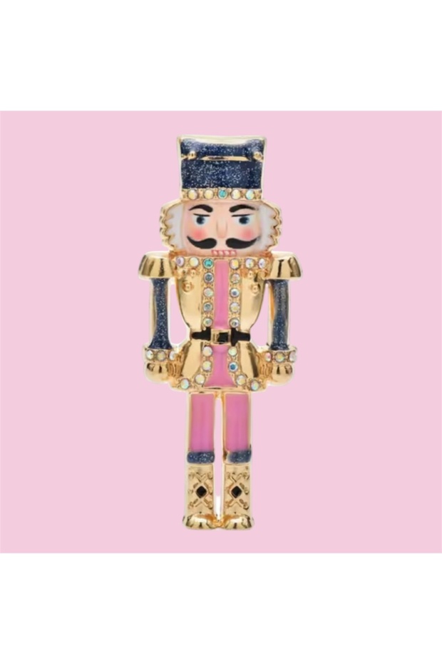Pandan Design Nutcracker Pembe Broş