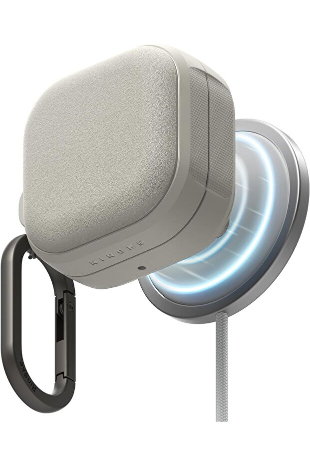 Onyx Magnetic for Samsung Galaxy Buds 4 Pro / 4 Case with Carabiner -Warm Grey