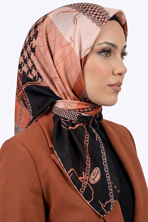 Women's Salmon Abstract Patterned Stitched Writing Pad
