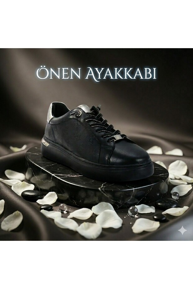 Genuine Leather Black Sports Shoes