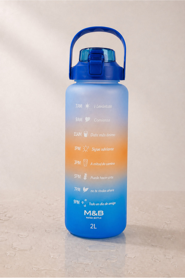 Motivational Water Bottle with Straw and Sticker Water Bottle 2000ml (2lt) Bpa Free Sports Gym