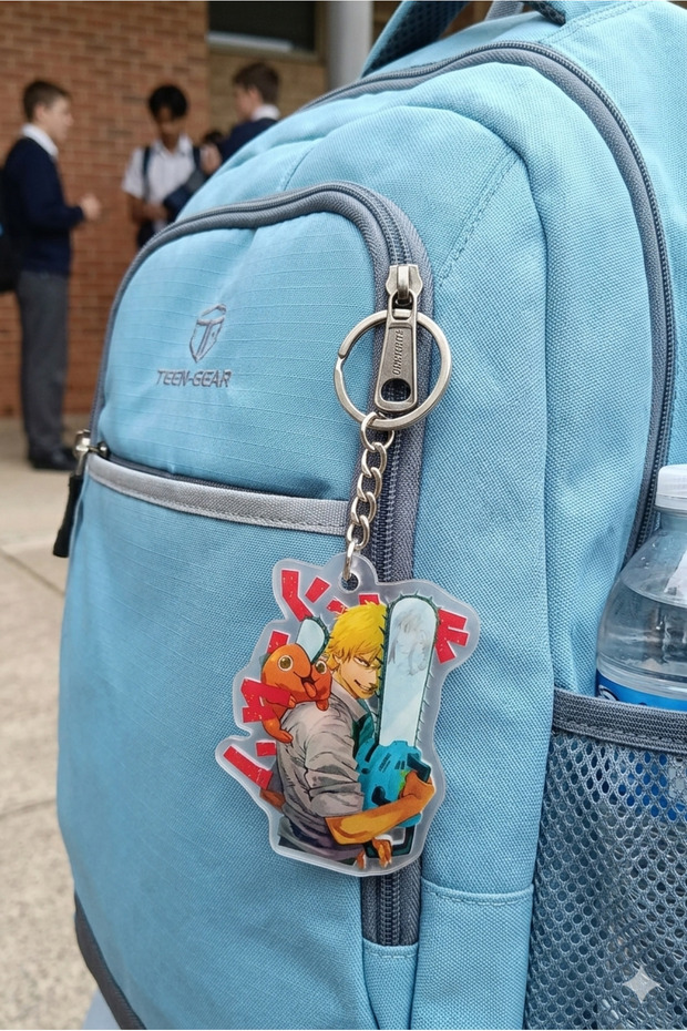 Owl Bag Chainsaw Man - Acrylic Keychain Bag Ornament with Denji Pattern