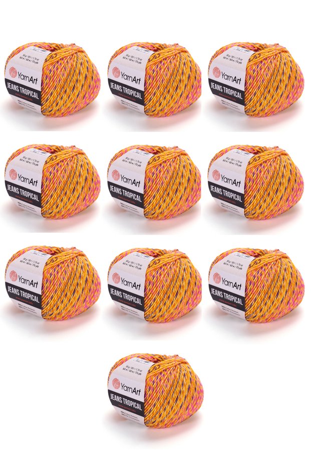 Jeans Tropical 10 Pieces (617) Fine Knitting Yarn Amigurumi Summer Cotton Blended Marbled Hand Knitting Yarn