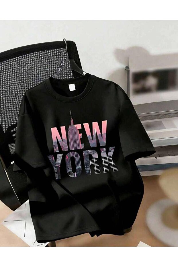 New York City Printed Men's Black Short Sleeve Tshirt