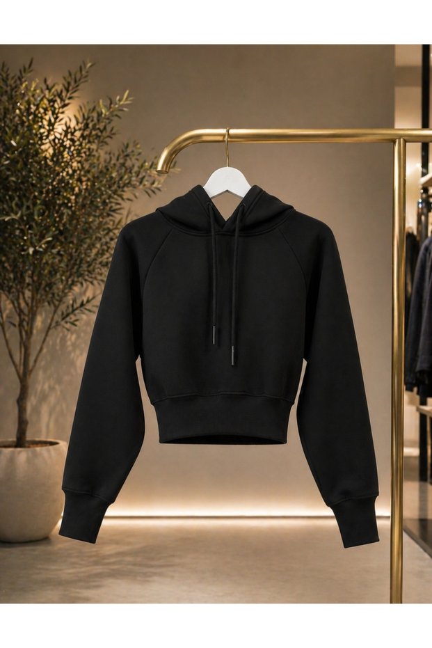 Black Diamond Crop Hoodie