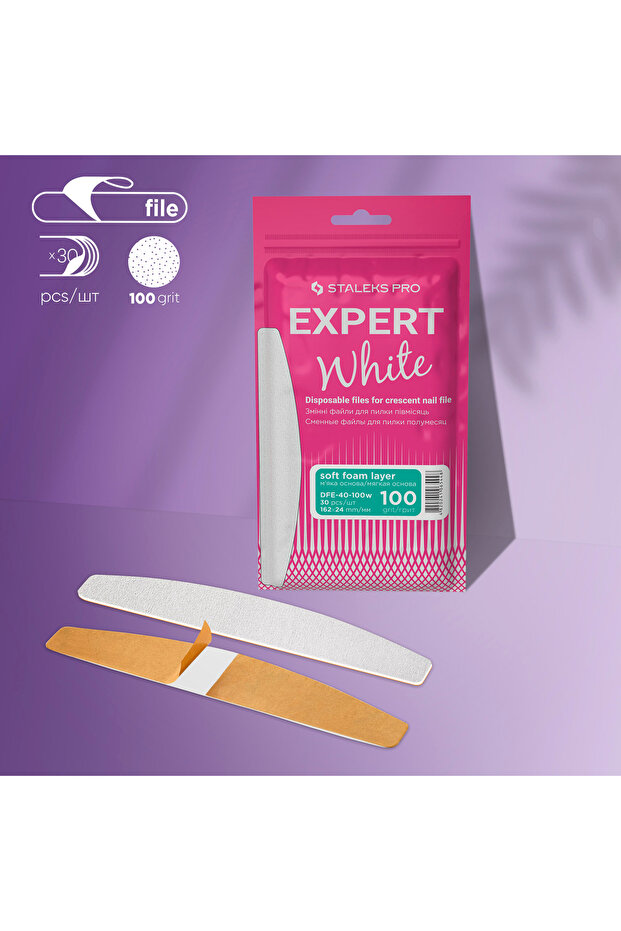 disposable white files for crescent nail file expert 40 100 ( 30 pcs )